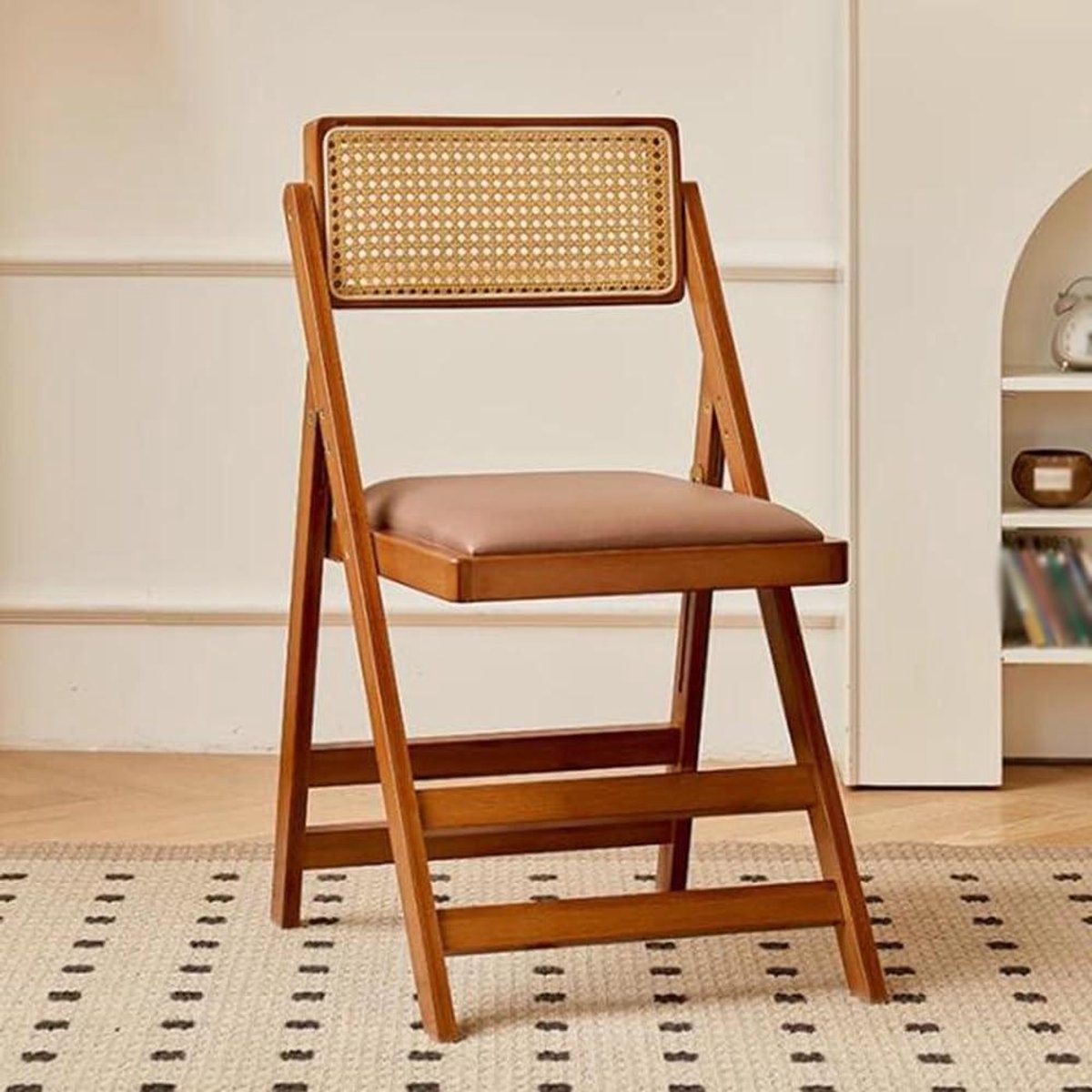 Klapbare barkruk - Houten kruk - Comfortabel zitten - Met rugleuning - 50 cm zithoogte - Bruin