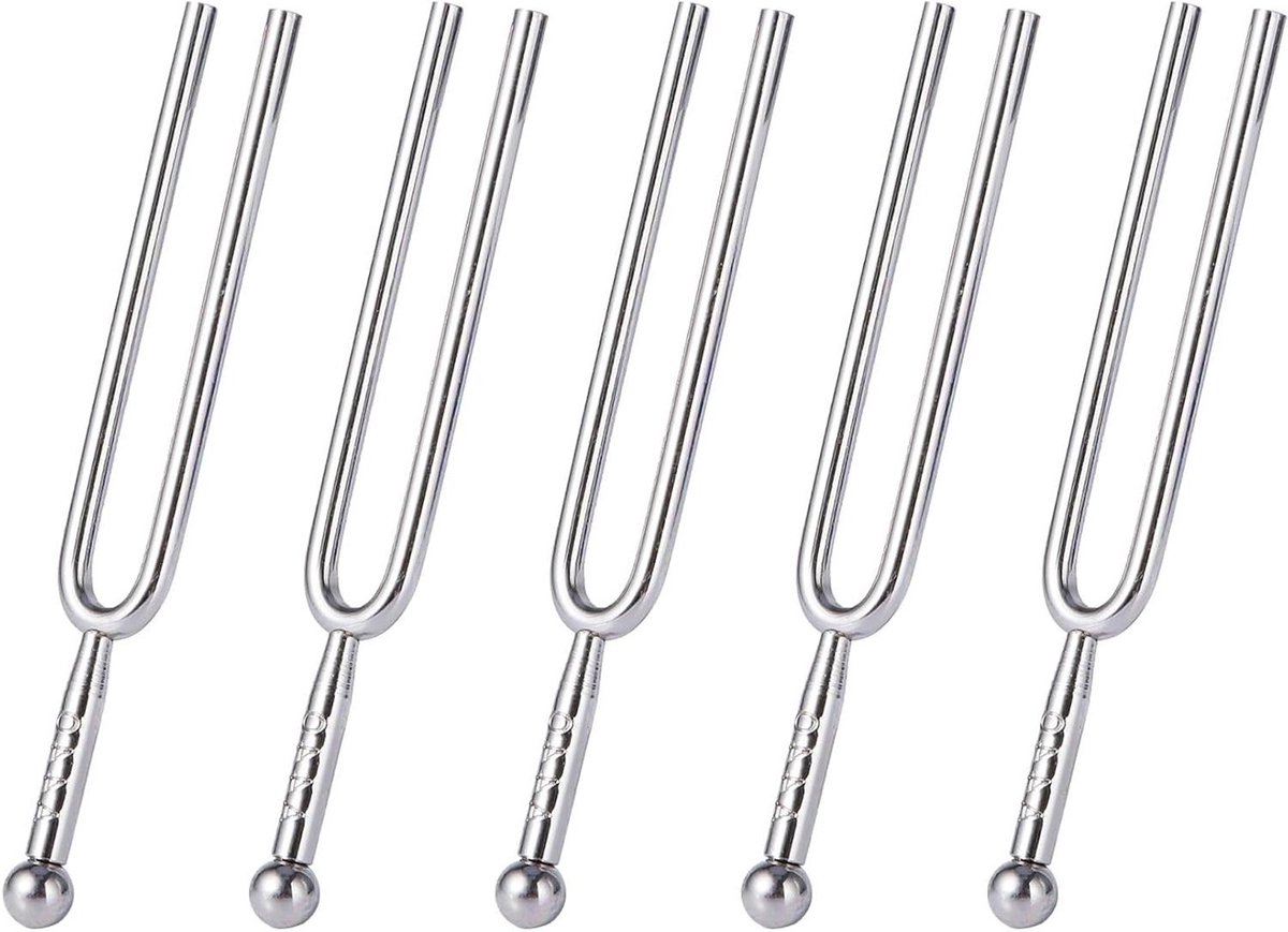 Stemvork Set - Stemapparaat - Muziek Stemmen - Precisie 440 Hz - 5 Stuks - Zilver