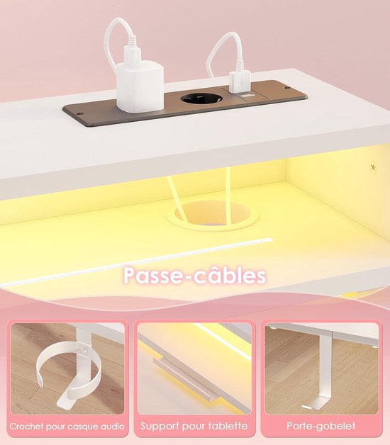 Gaming Bureau met LED Verlichting - Computertafel - Computermeubel - Design — afbeelding 2