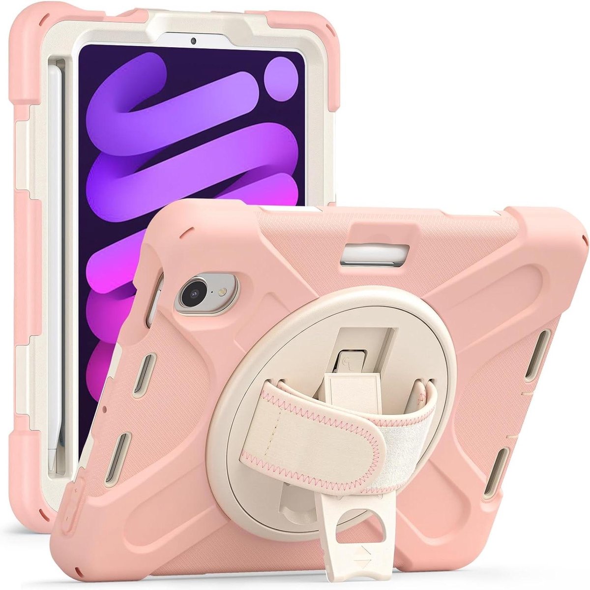 Tablethoes iPad Mini - Beschermhoes Kinderen - Veilig Transport - Schokbestendig 3-laags - 83 inch - Roségoud
