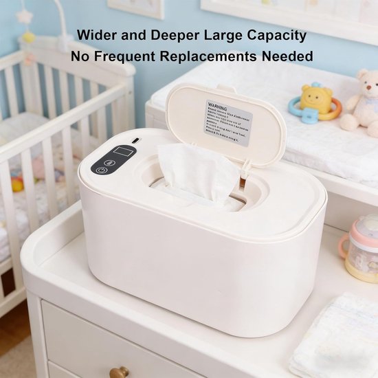 Babydoekjes Warmer - Doekjes Dispenser - Comfortabele Verzorging - Instelbare Temperatuur - Plaats 80 Doekjes - Wit — afbeelding 5
