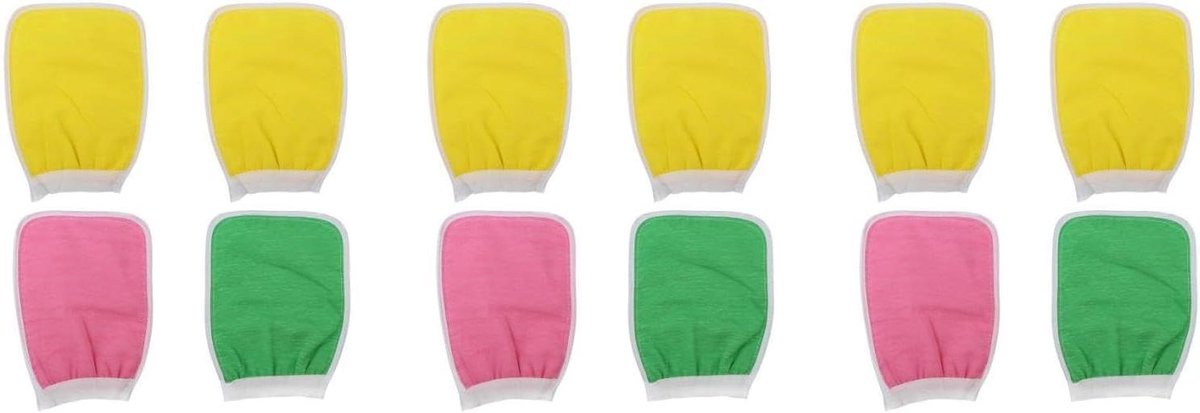 Scrub Handschoenen - Bad Handschoen - Huid Peelen - Dubbelzijdig - 12 Stuks - Donkergroen