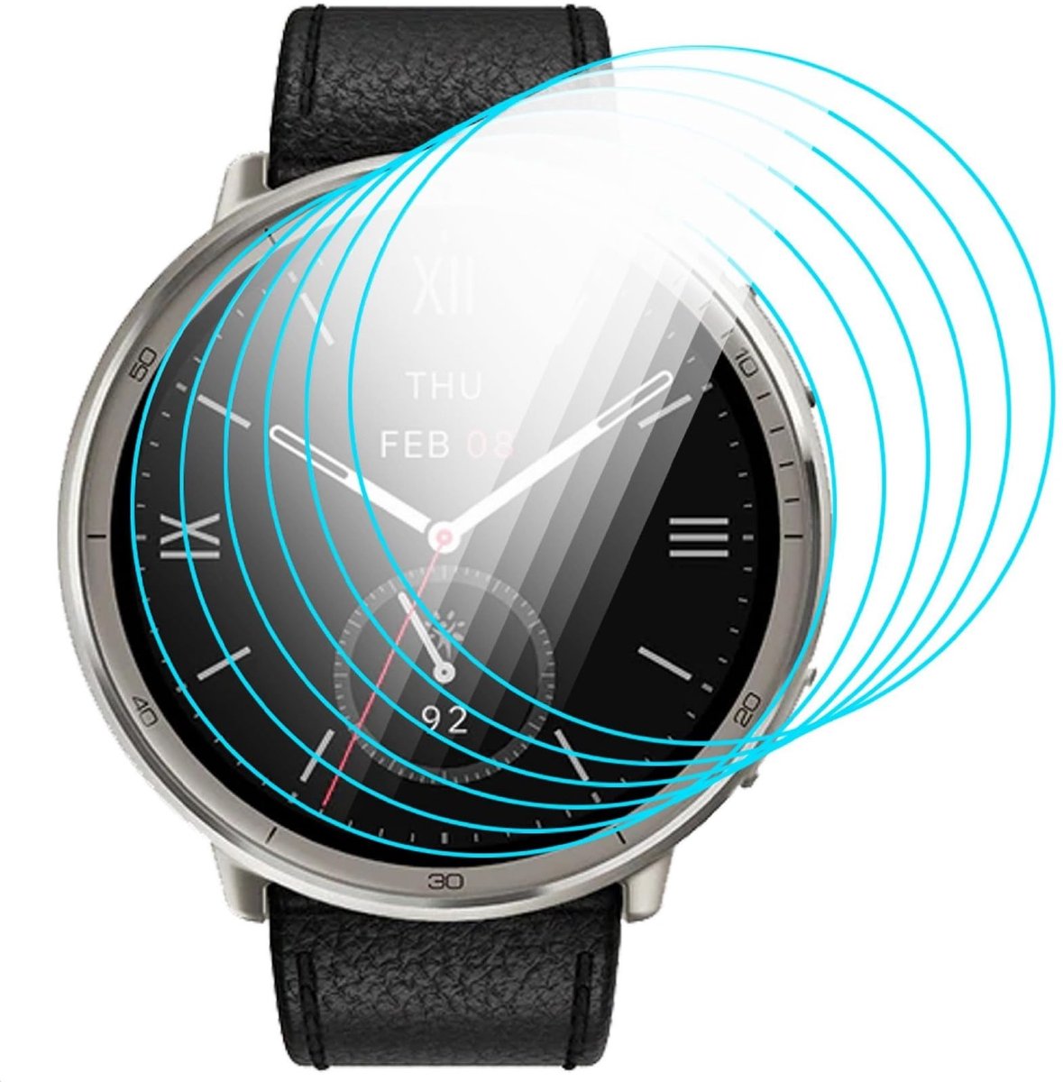 Dailygoods - Displaybeschermfolie voor Amazfit Active 2 44 mm, 6 stuks