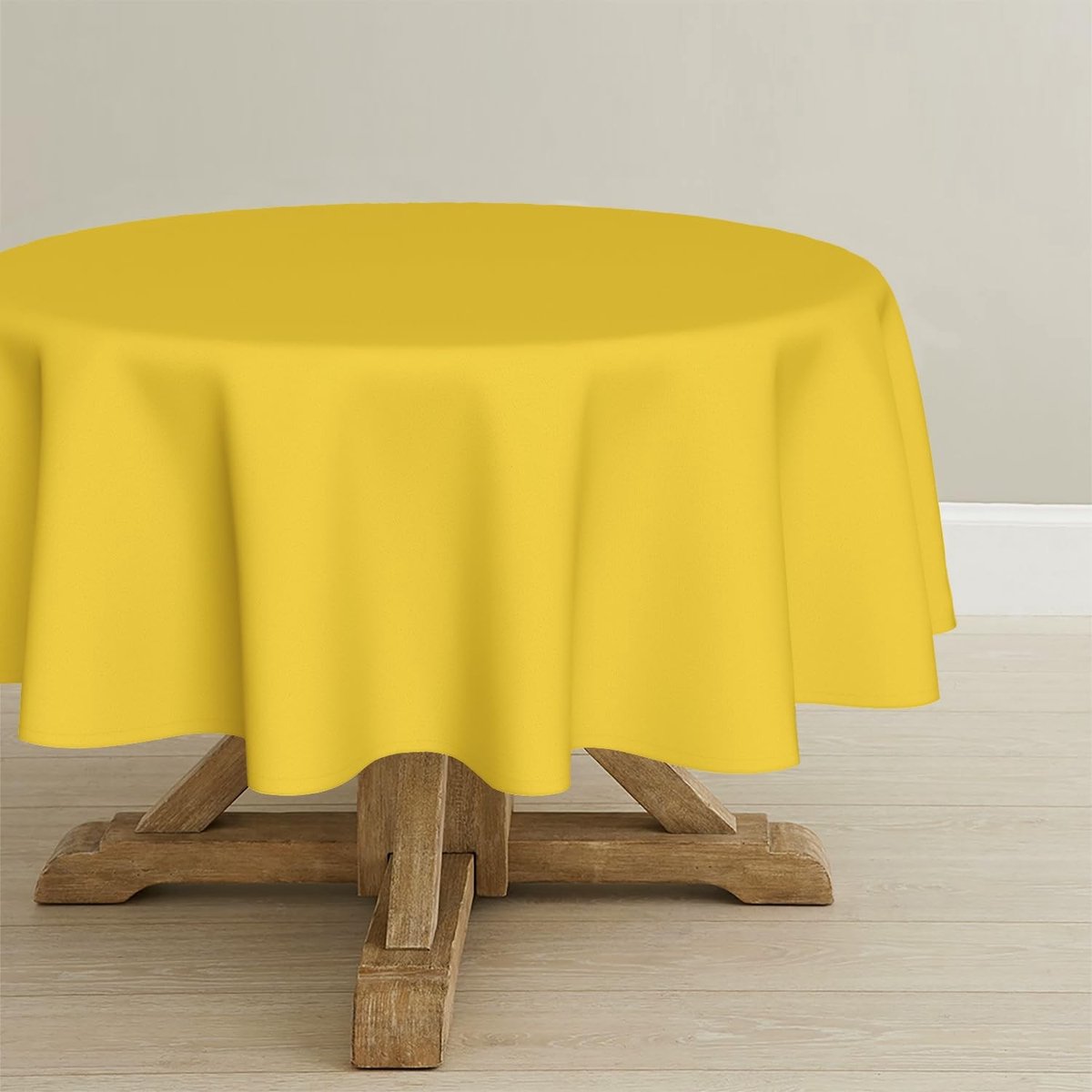 Dailygoods - Geel Rond Tafelkleed in Linnenlook met Vlekbescherming, 140 cm