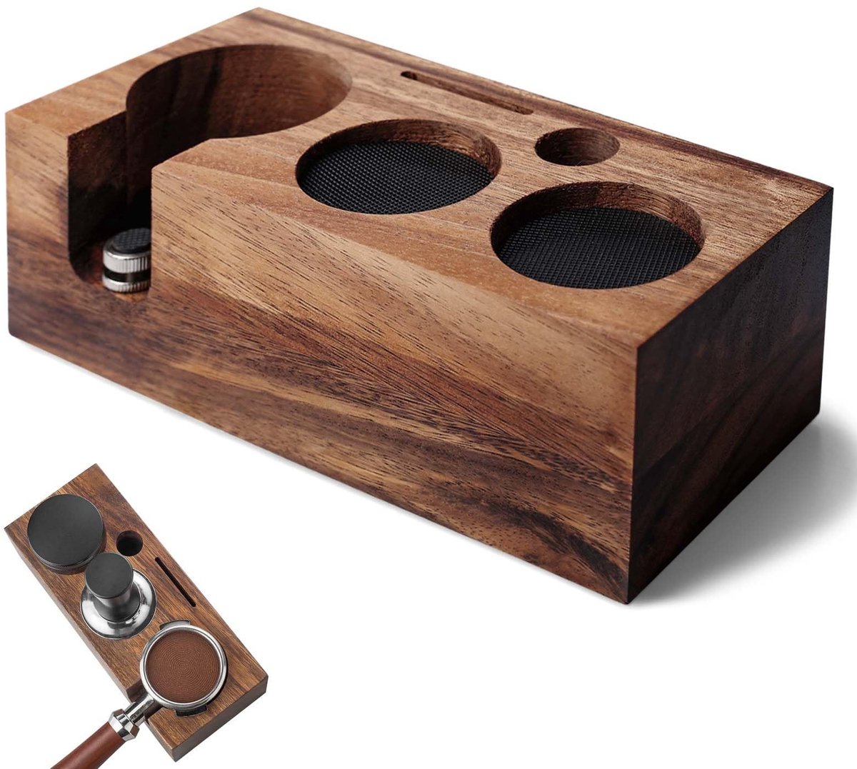 Dailygoods - Tamperstation van Walnoothout met Siliconen Kussens