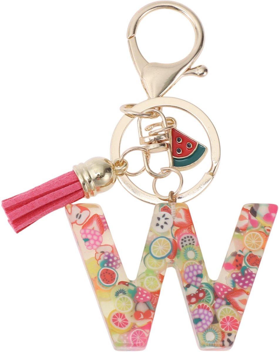 Dailygoods - Innovra - Sleutelhanger met Beginletter W van Duurzaam Hars voor Dames