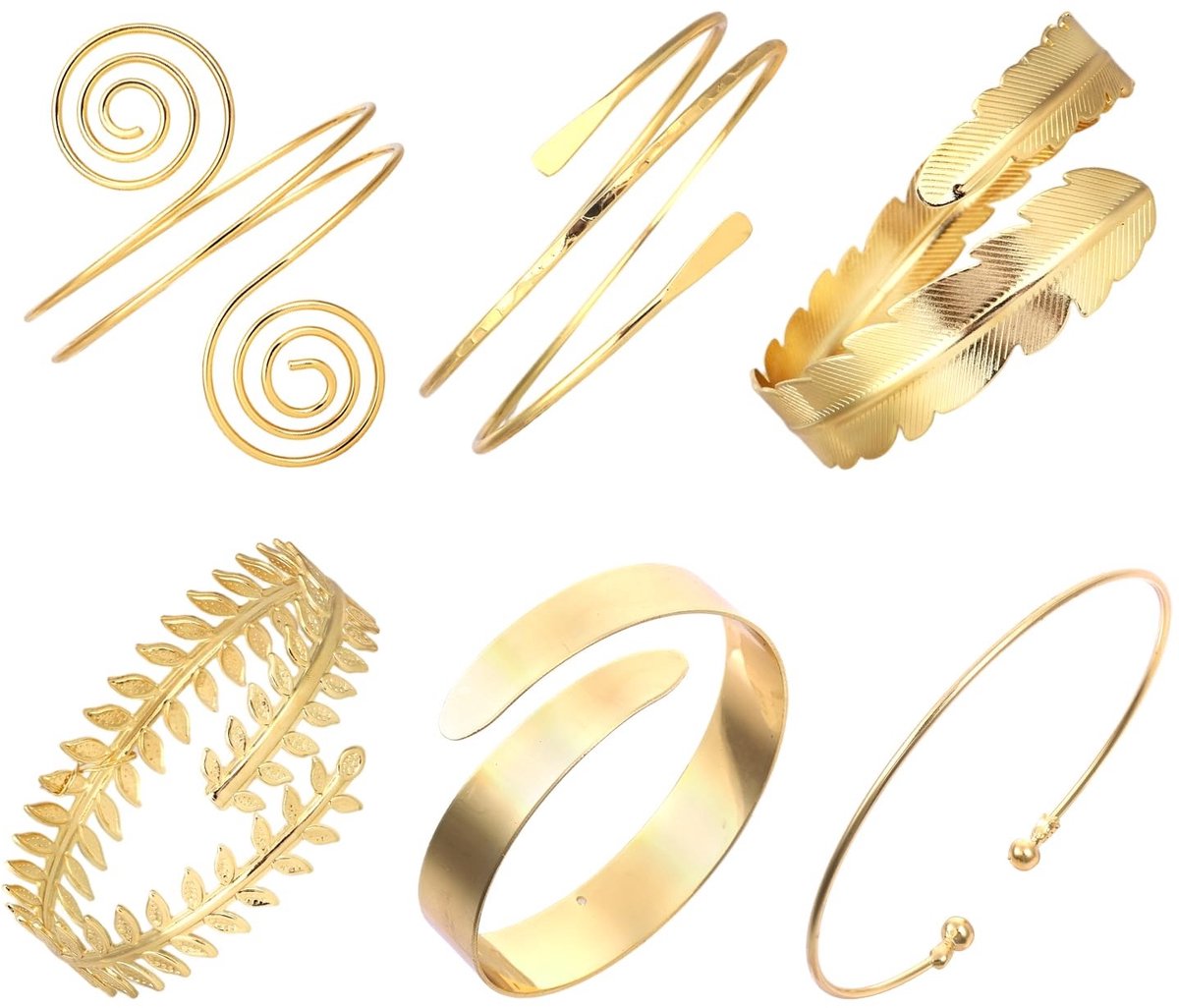 Dailygoods - Set van 6 Gouden Armmanchetten voor Vrouwen