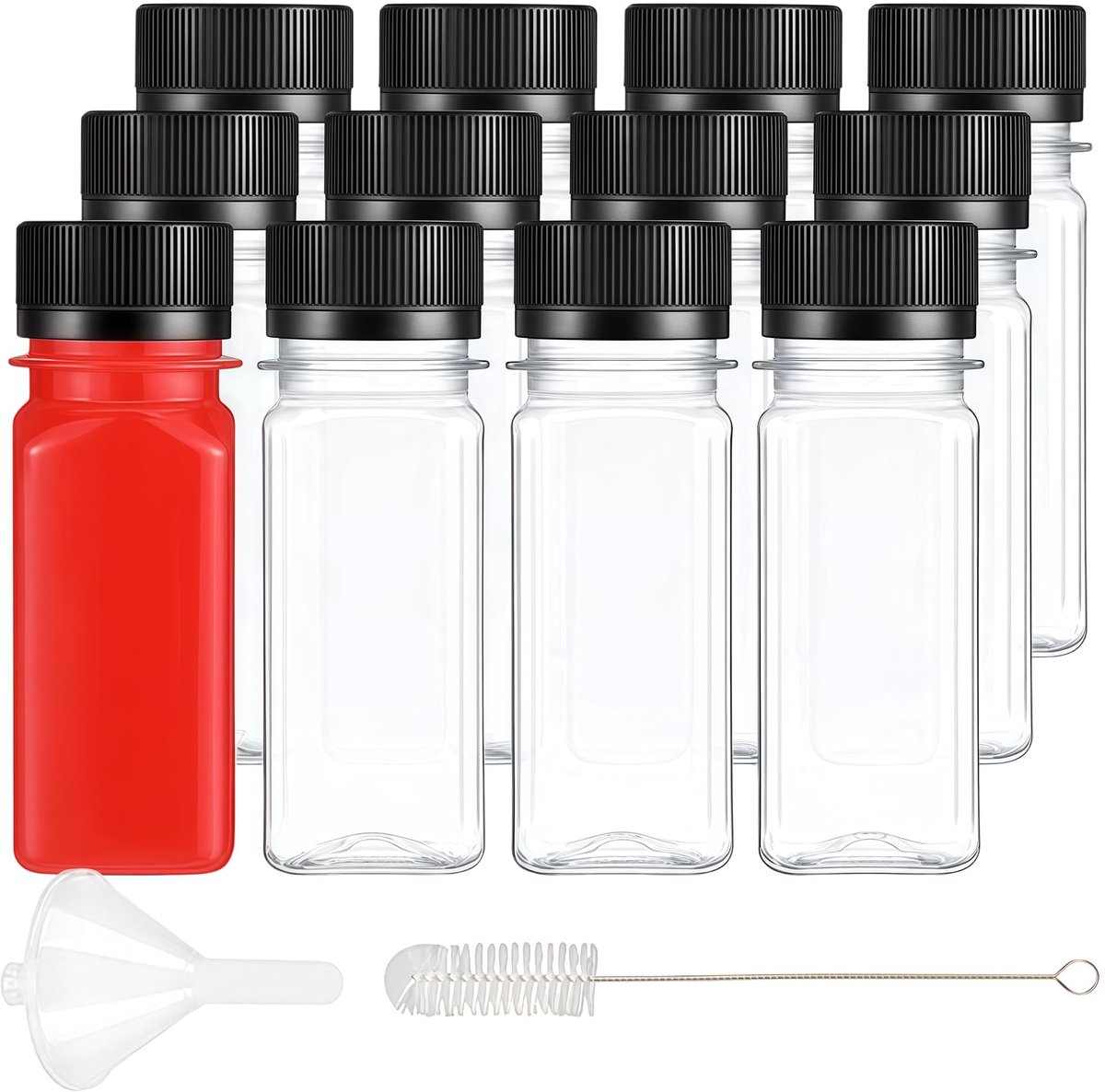 Dailygoods - Set van 24 Mini 60ml Plastic Flesjes met Trechter en Borstel