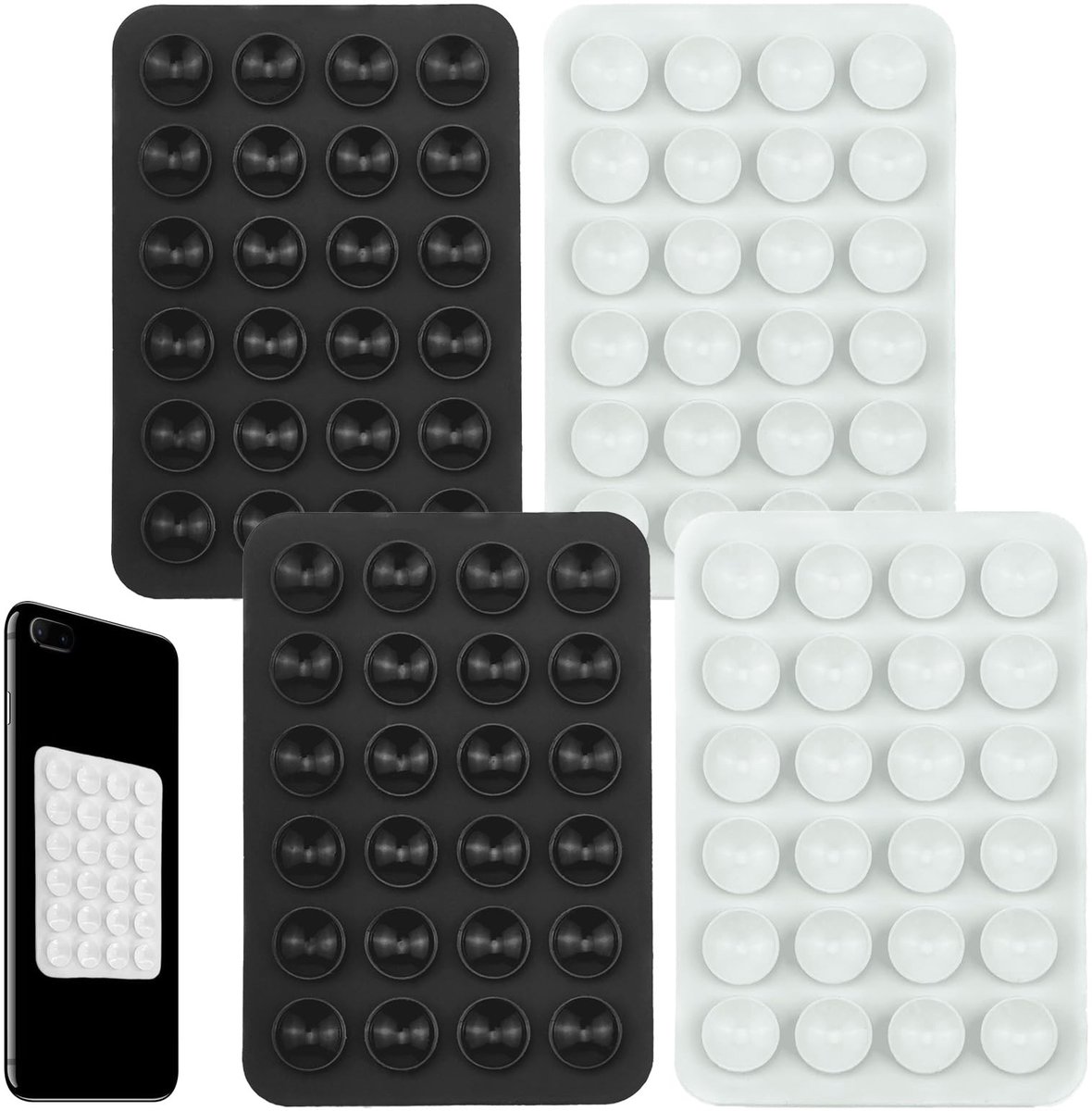 Dailygoods - Set van 4 Siliconen Zuignap Telefoonhouders voor Handsfree Gebruik