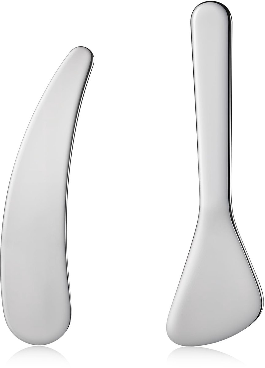 Dailygoods - Set van 2 Roestvrijstalen Cosmeticaspatels voor Perfecte Make-up Aanbreng