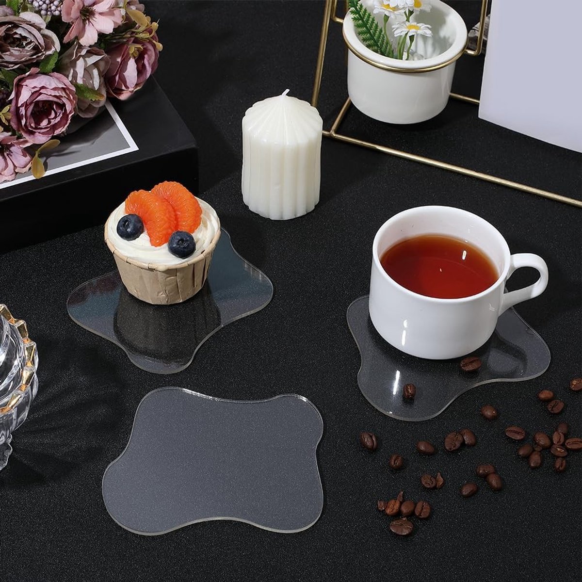 Dailygoods - Set van 4 Acryl Onderzetters in Wolkvorm voor Tafelbescherming