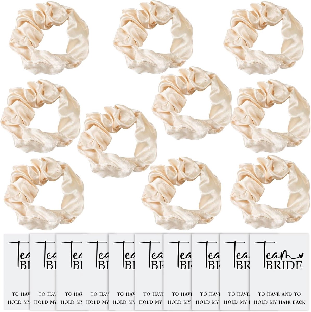Dailygoods - Set van 10 Satijnen Scrunchies voor Bruidsfeesten