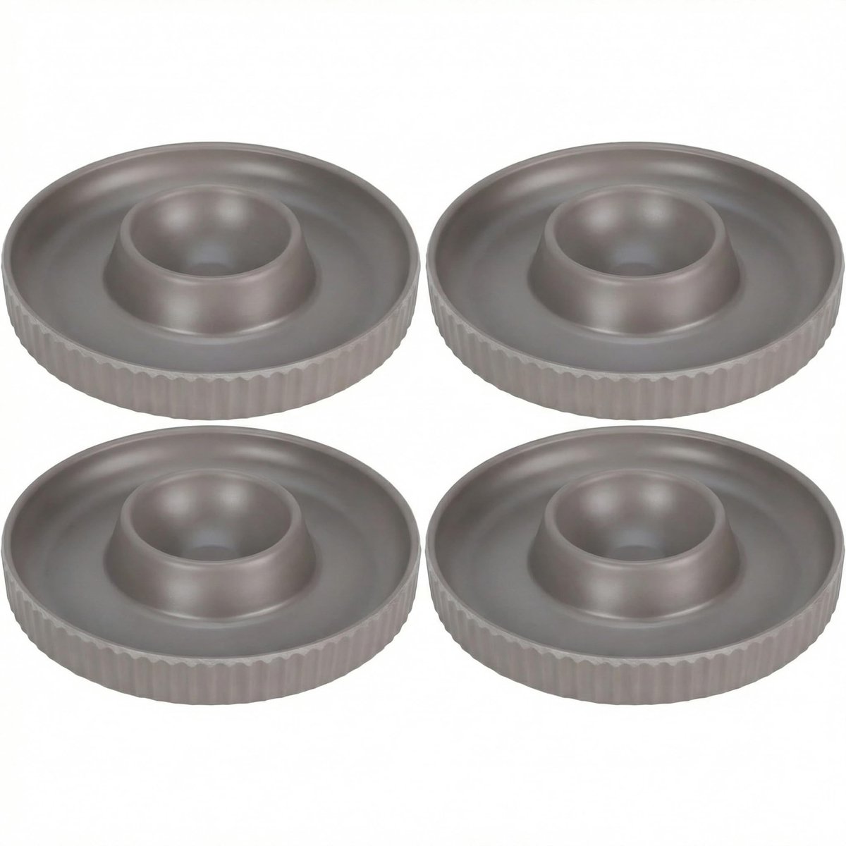 Dailygoods - Set van 4 Grijze Eierdopjes met Antislip Vorm en Matte Afwerking