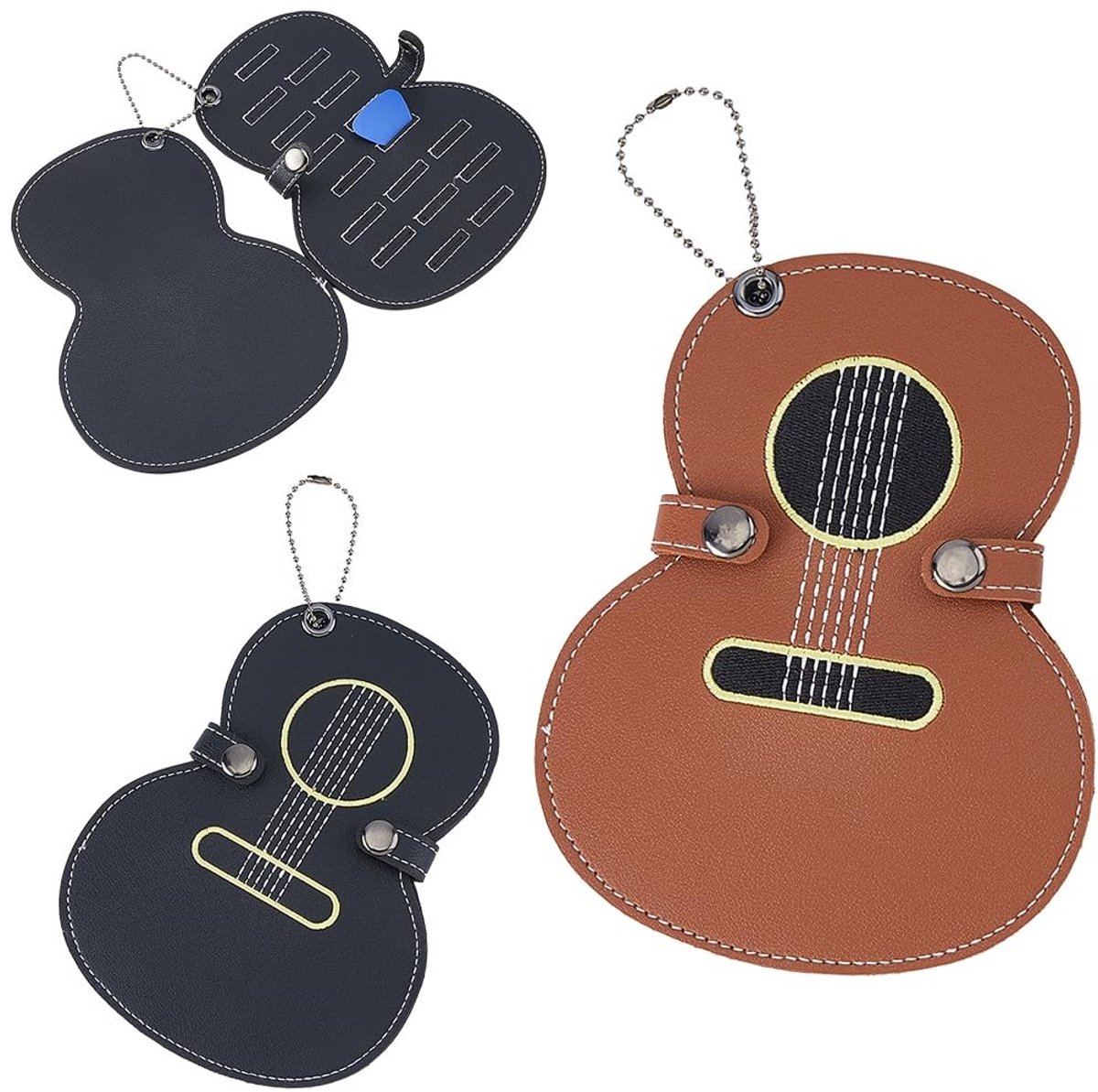 Dailygoods - Aangepaste Lederen Gitaar Pick Houder met Sleutelhanger