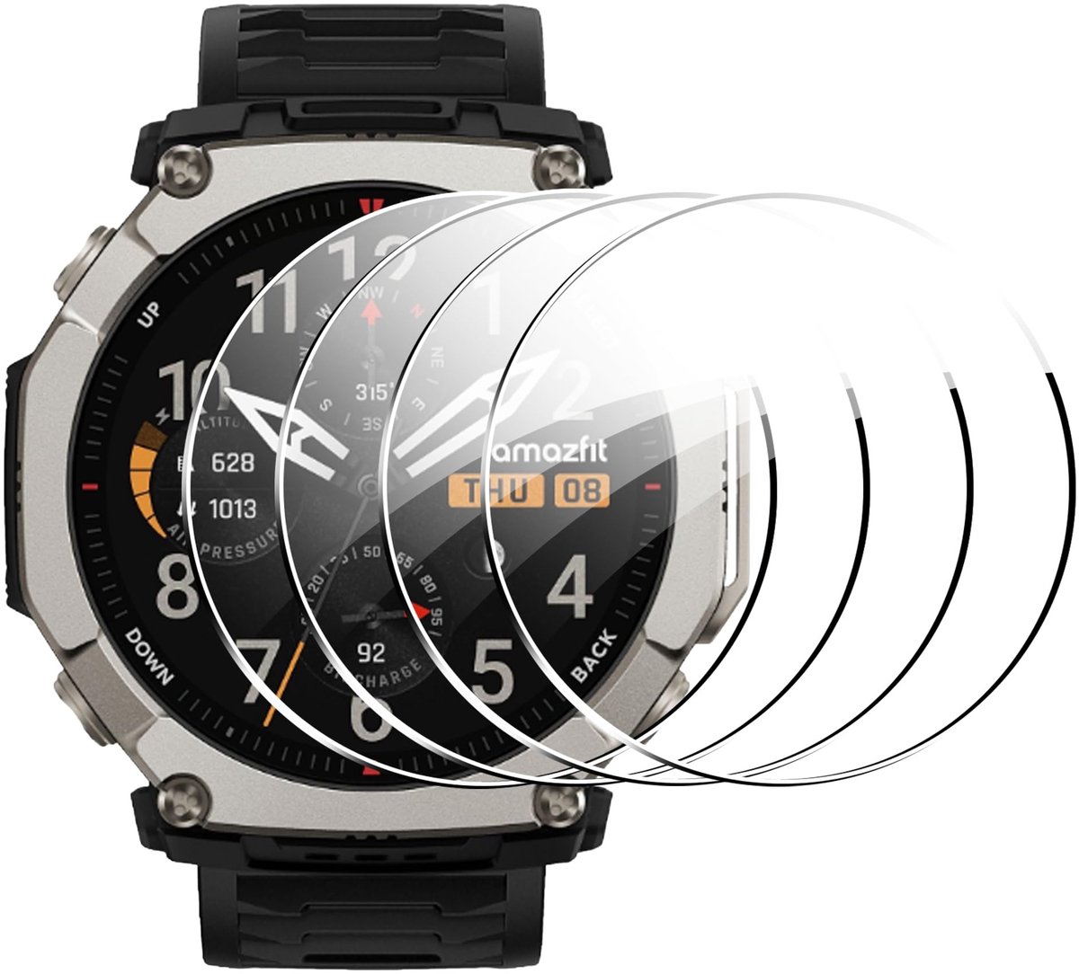 Dailygoods - 4 stuks Displaybeschermfolie voor Amazfit T-Rex Ultra 2