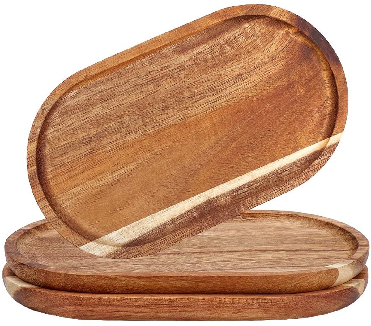 Dailygoods - Set van 3 Acacia Houten Dienbladen voor Decoratie