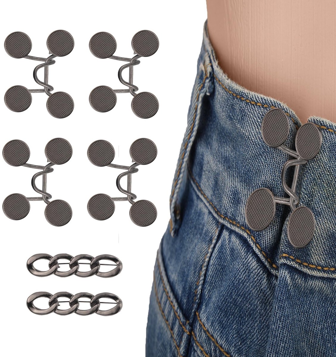 Dailygoods - 6-Delige Set Herbruikbare Tailleknoppen voor Jeans en Kleding