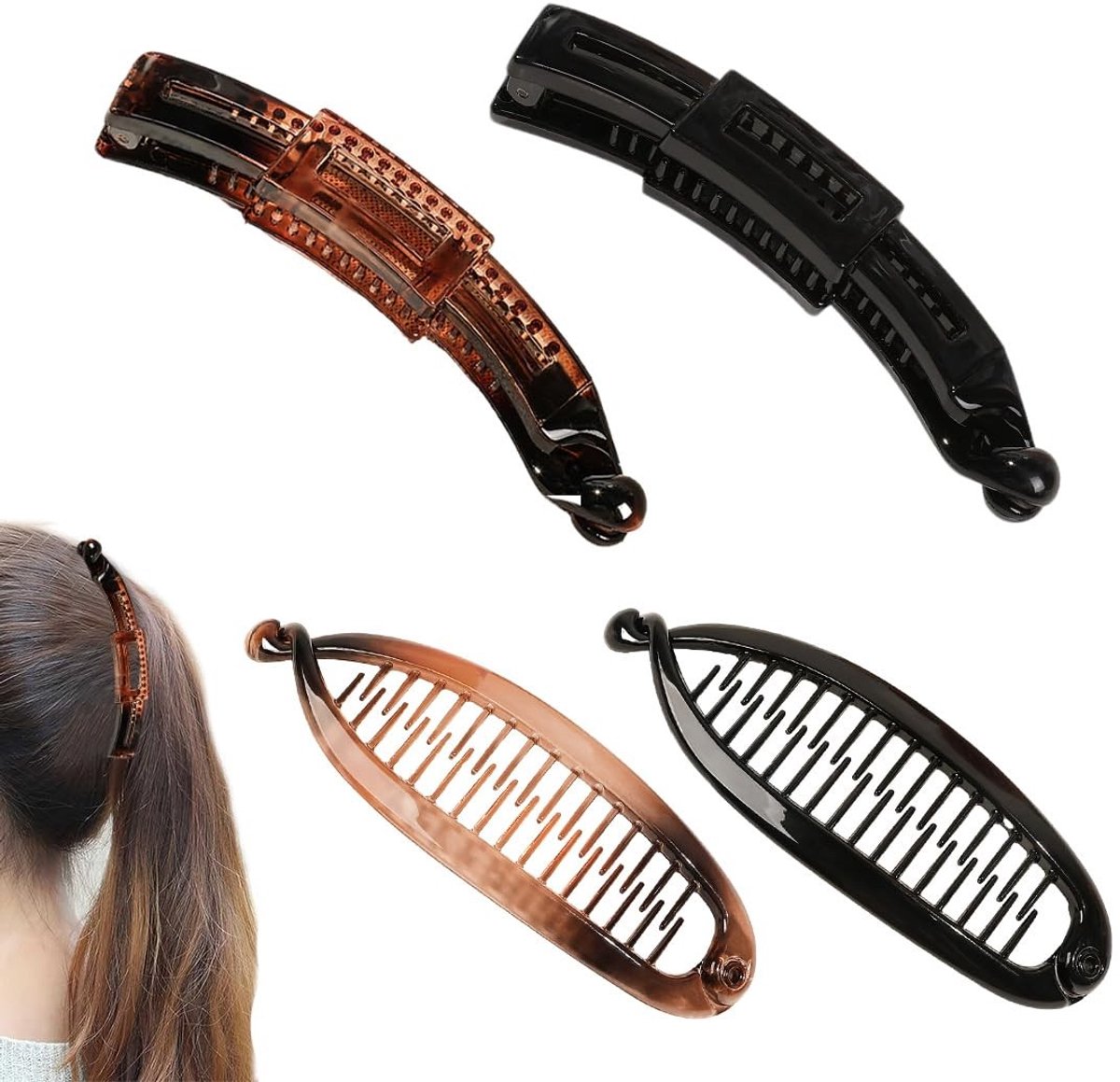 Dailygoods - 4 Stuks Retro Bananenhaarpins voor Dames
