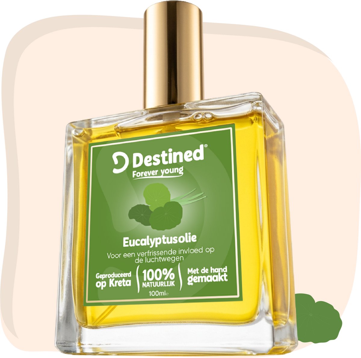 Destined® Eucalyptus olie - 100ml - Voor Vrije Ademhaling - Bij Verkoudheid & Verstopte Neus - Verkoelend Effect - Verdampt Bij Lichaamswarmte - Respiratory Support - 100% Natuurlijk & Handgemaakt in Griekenland - Body oil