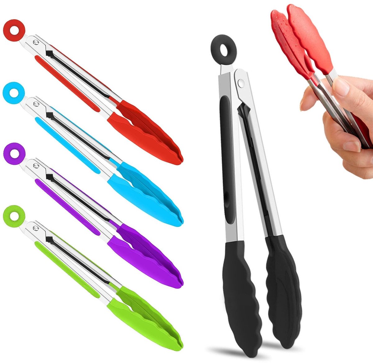 Dailygoods - Set van 5 Mini Siliconen Keukentangen