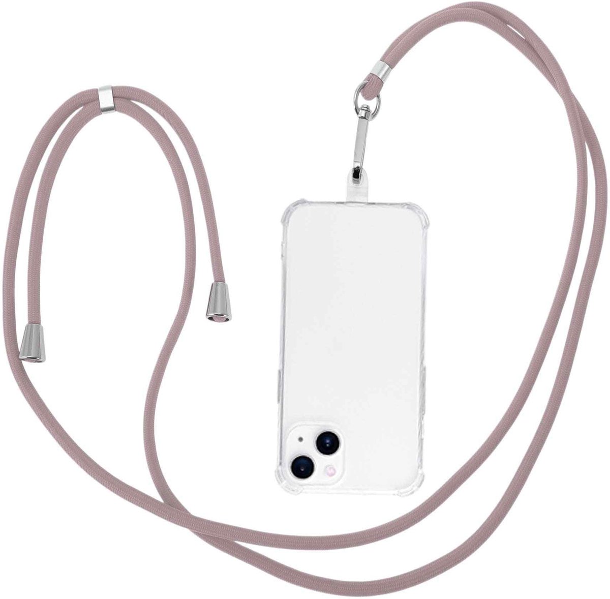 Dailygoods - Universele Telefoonketting met Verstelbare Draagopties Roze Paars