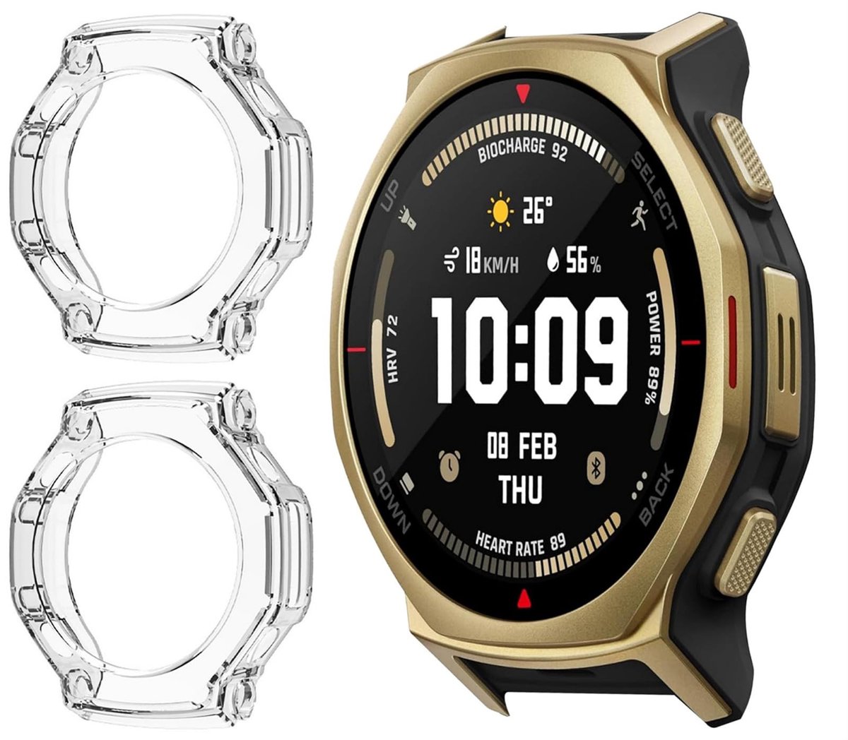 Dailygoods - TPU Beschermhoes voor Amazfit T-Rex 3 Pro 44 mm (2 Stuks)