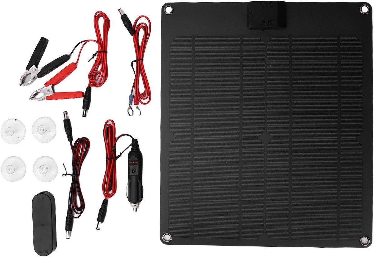 Zonnepaneel Lader - Draagbare Energie - Accu Onderhoud - Hoge Efficiëntie - 34.98 x 28.98 cm - Zwart