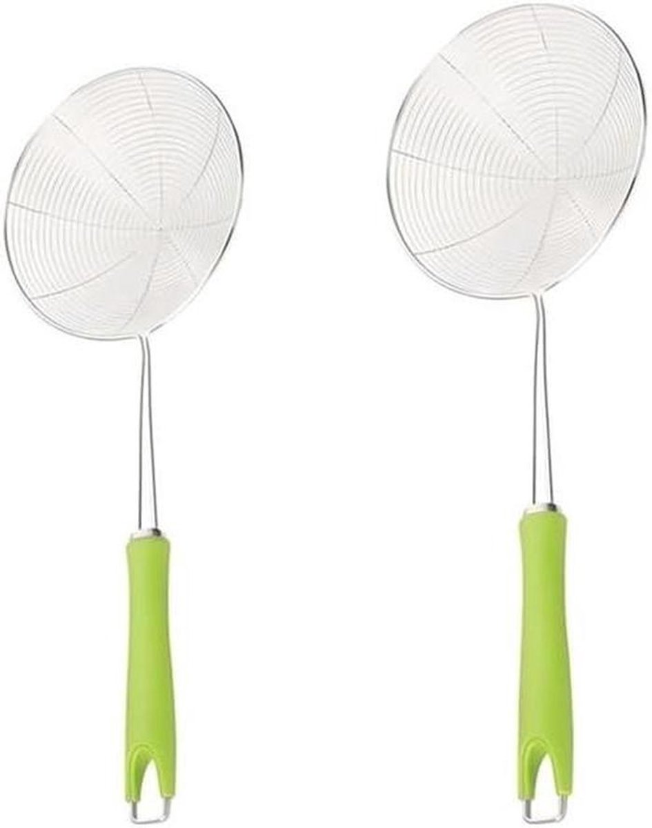 Frituurmand 2 stuks - Keuken zeef - Eten bereiden - Holle rooster ontwerp - Groot - Zilver