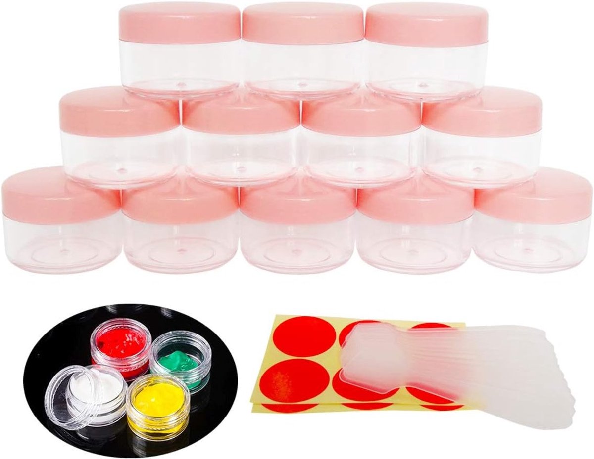 Kleine lege cosmeticablikjes 15g met schroefdop, ideaal voor make-up, oogschaduw en nagels - 12 stuks