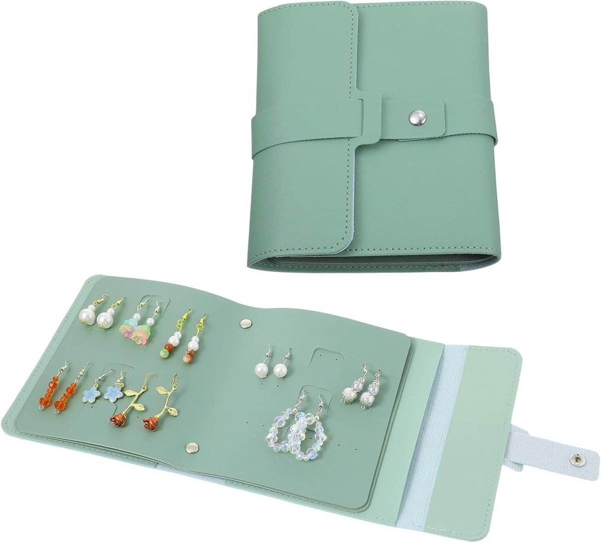 Oorbellen organizer voor meisjes en vrouwen - Draagbare sieradenopslag in PU leer, ideaal voor reizen en kleine sieraden