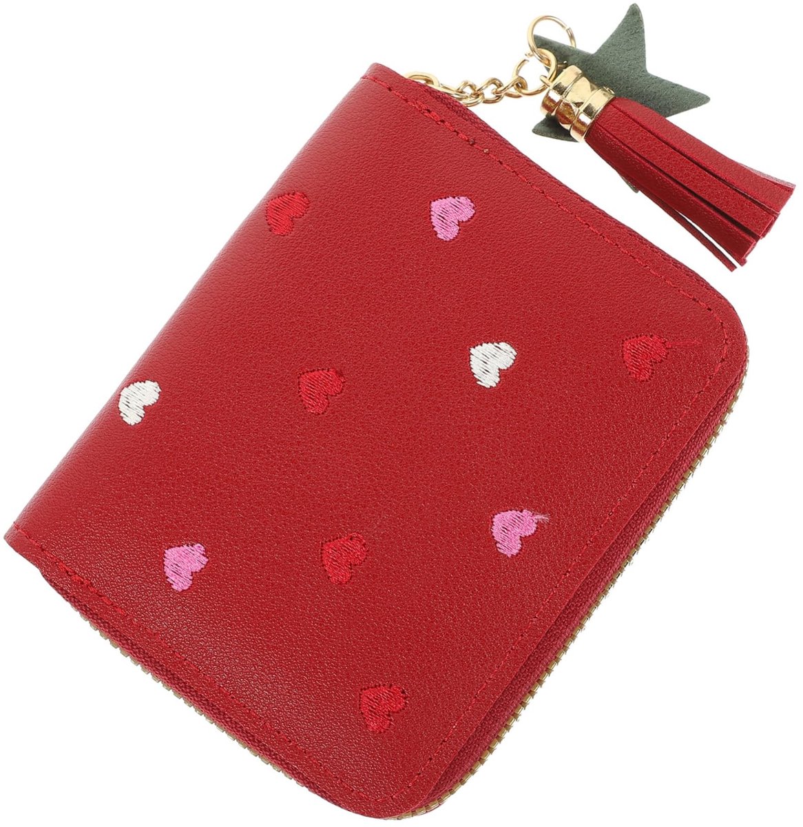 Dailygoods - Dailygoody - Kleine Portemonnee - Drievoudig Opvouwbaar - Rood - Cartoon Creditcardhouder - Ideaal voor Meisjes - Compact en Handig
