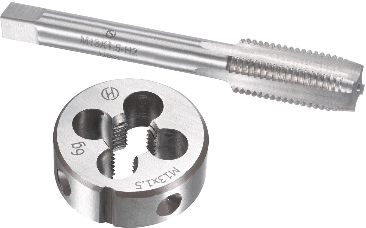Dailygoods - Innovra - Dailygoods - Dailygoody - Metrische kraan en matrijzenset - Heavy-duty gereedschap - M13 x 1,5 mm - Voor reparatie en snijden - Ideaal voor doe-het-zelf klussen - ..