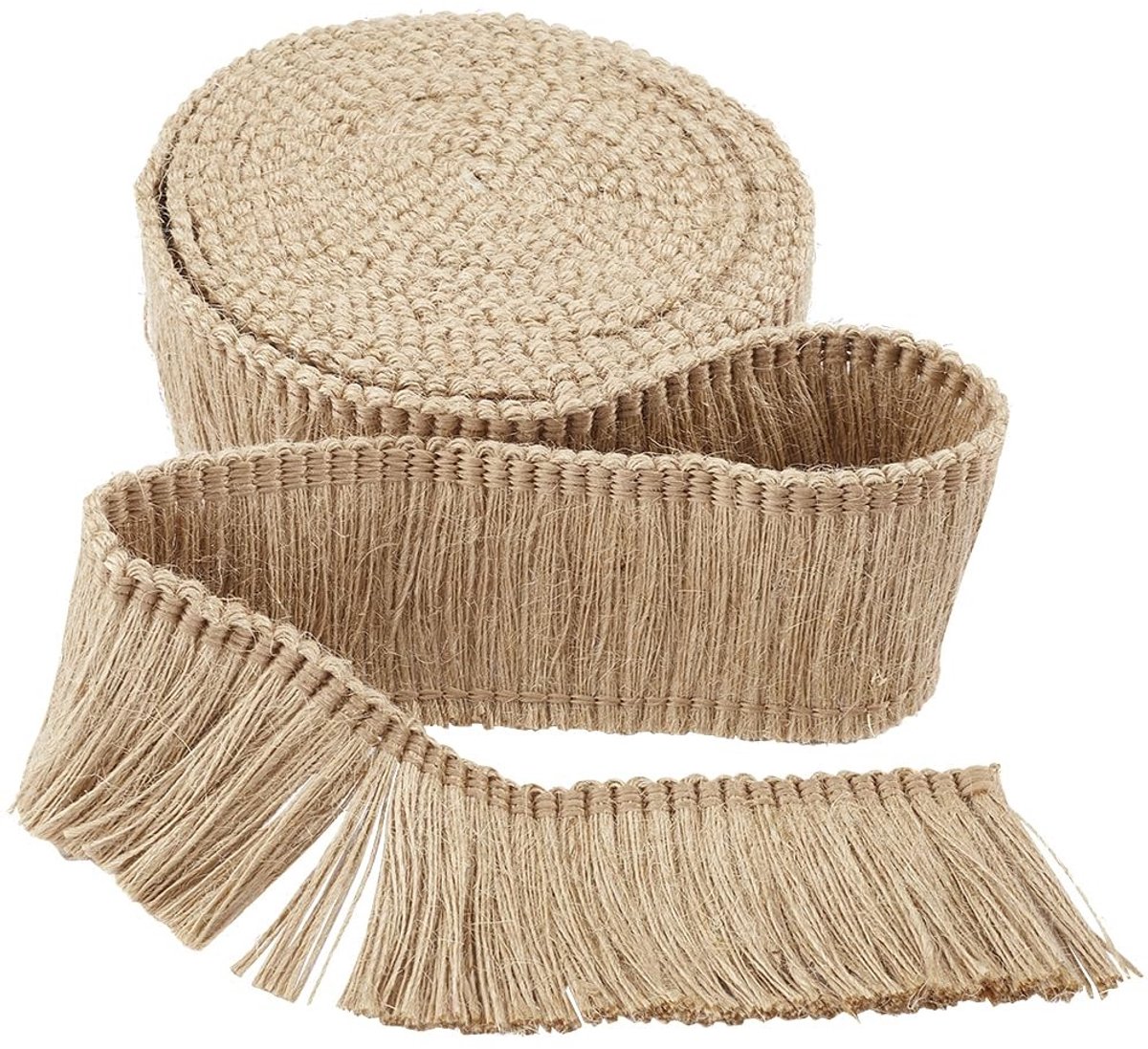 Dailygoods - Dailygoody - Jutekwasten met Franjes - Decoratie - 5 m x 52 mm - Jute Koord - Versiering - Geschikt voor Kerstdecoratie - Bruin