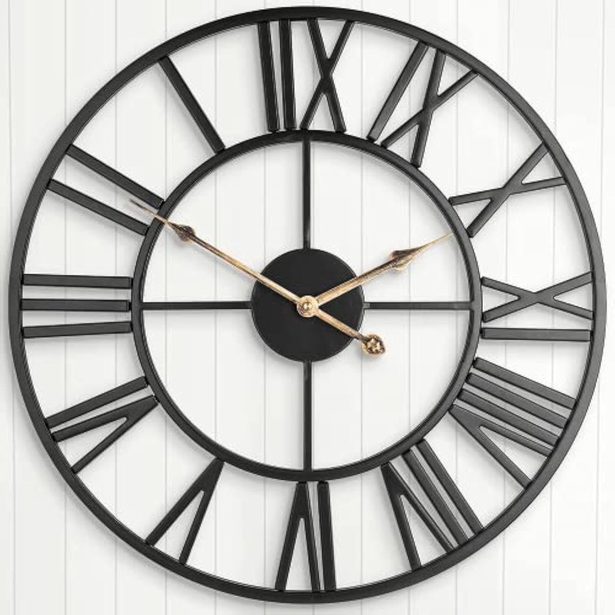 Grote Stille Wandklok, Vintage Klok met Romeinse Cijfers, 60cm Niet-Tikkende Batterij Aangedreven Decoratieve Klok voor Thuis en Keuken, Perfecte Interieuraccessoire