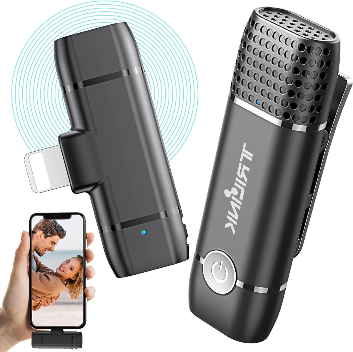 Draadloze lavalier microfoon voor heldere audio-opnames, ideaal voor interviews en presentaties