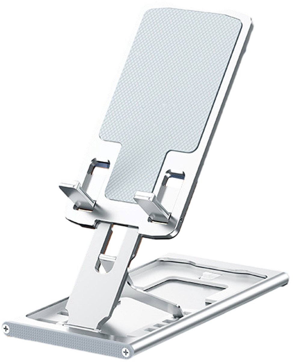 TOVBMUP Telefoonhouder -Bureau- en Desktophouder - Universele Standaard - Aluminium Telefoonhouder - Verstelbaar - Grijs