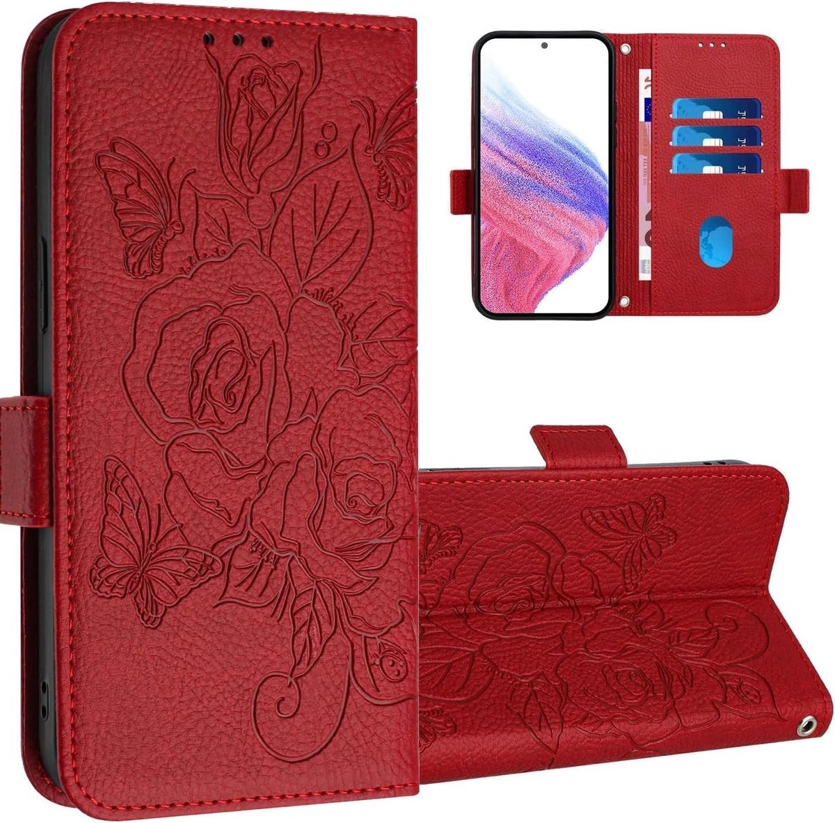 Elegante Wallet Case voor Samsung Galaxy S10 met RFID Blokkering, Kaarthouders en Schokbestendige Bescherming in Roze Bloemen Design