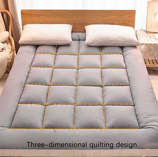 Vloer Matras - Dorm Mat - Comfortabel Slapen - Huidvriendelijk Katoen - 180x200cm - Blauw — afbeelding 4