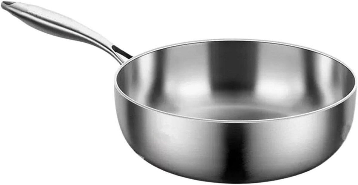 Wokpan RVS - Koekenpan Diep - Koken op Inductie - 7-laags Staal - 28 cm - Zilverkleurig