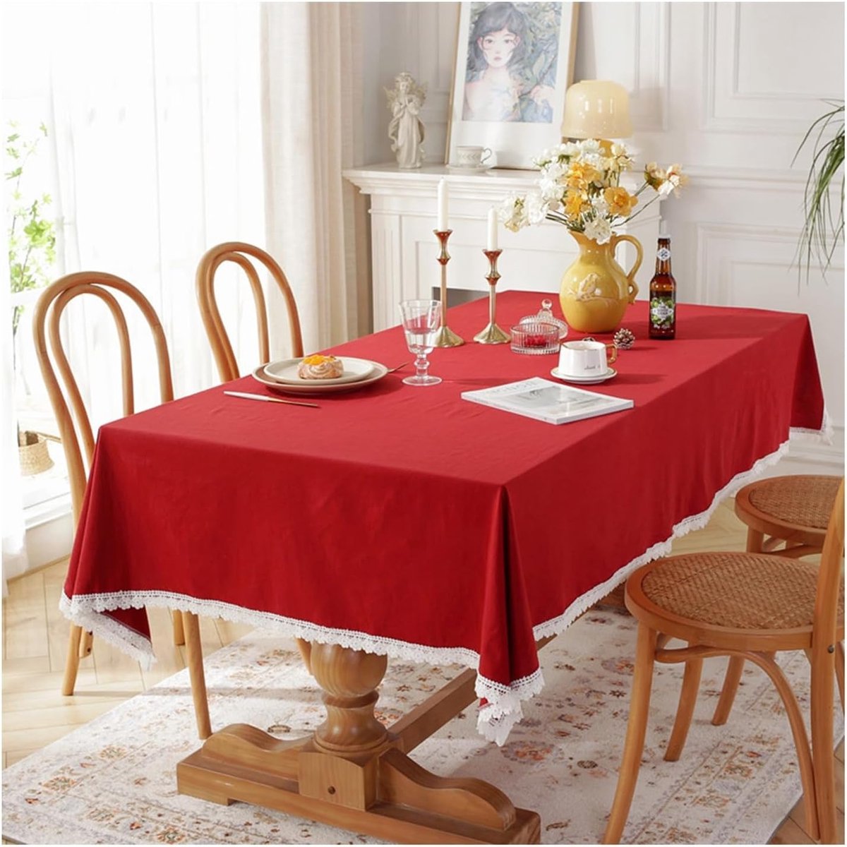 Tafelkleed - Linnen Kleed - Eettafel Decoratie - Eenvoudige Elegantie - 140x180 cm - Geel