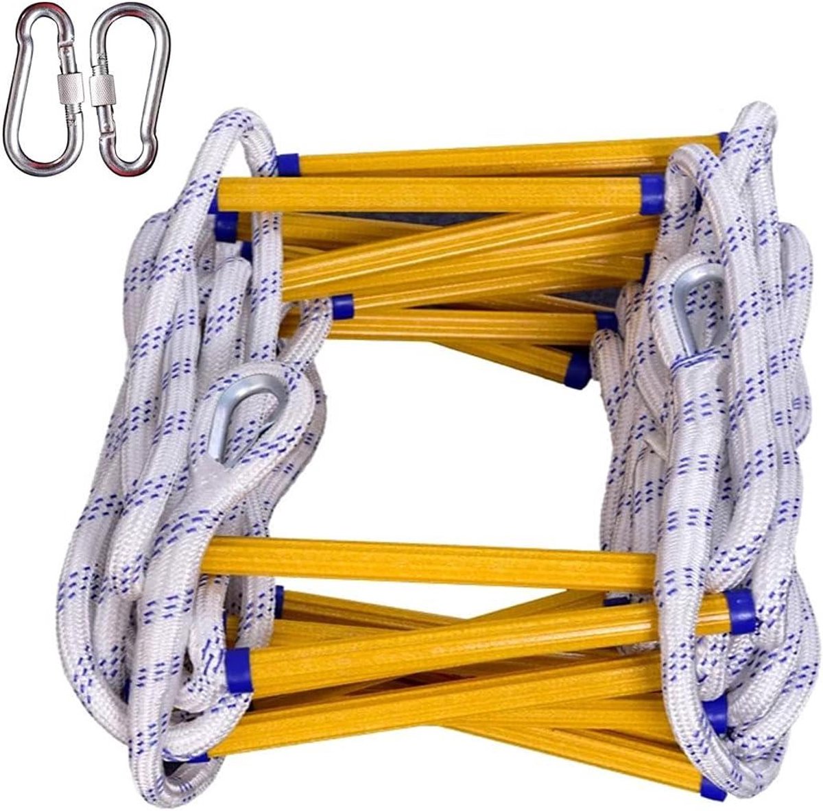 Touwladder - Reddingsladder Noodladder - Snelle Evacuatie - Brandwerende Sporten - 3 Meter - Geel