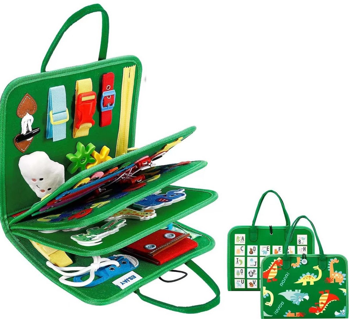 Groen voel- en leerbord met meerdere pagina's, DIY puzzel speelgoed voor kleuters en meisjes, educatief voorschools leermateriaal