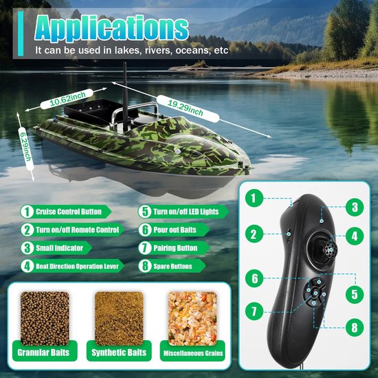 Voerboot - Bait Boat - Visvoerboot - Karper Vissen - Vissen - Met Afstandsbediening - 5200 mAh - Zwart van Merkloos — afbeelding 5