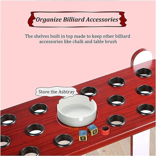 Biljart Keu Organizer - Pool Keu Houder - Biljart Keu Opslag - Grote Capaciteit - 18 Gaten - Houtkleur — afbeelding 2