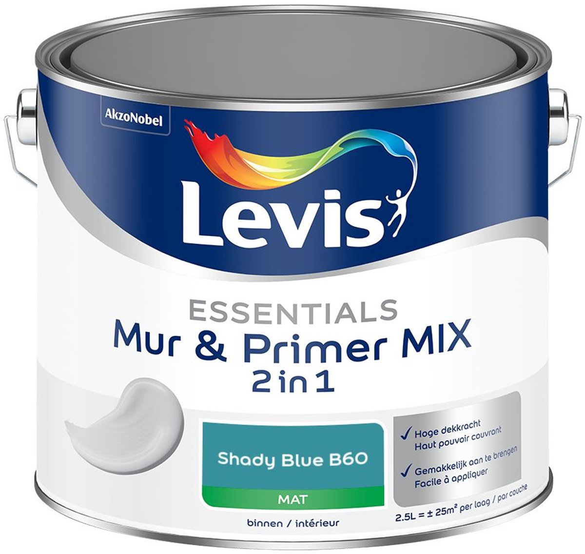 Levis - Essentials Mur & Primer Mix - Shady Blue B60 - Mengverf - 2,5 L