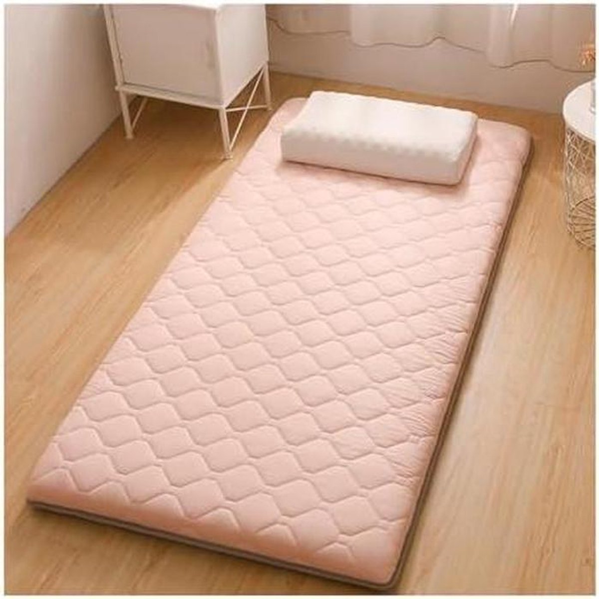 Japanse Vloermatras - Futon Matras Gastenmat - Comfortabel Slapen - Opvouwbaar en Draagbaar - 90 x 200 cm - Grijs