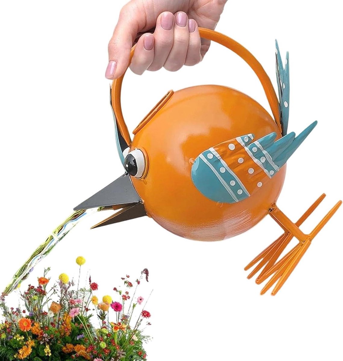 Plantengieter Vogelvorm - Tuin irrigatie - Planten Verzorgen - Decoratief Metalen Accent - 28 x 28 cm - Oranje