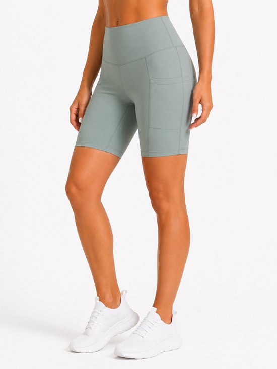 SparkNine Softflow korte sportbroek - dames short - met zakken - S - lichtgrijs - half lang - super zacht materiaal — afbeelding 2