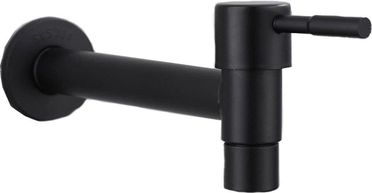 Dailygoods - Dailygoody - Zwembadkraan - Koude Wandkraan - Roestvrij Staal - Zwart - Waterbesparende Kraan - Geschikt voor Badkamer en Keuken