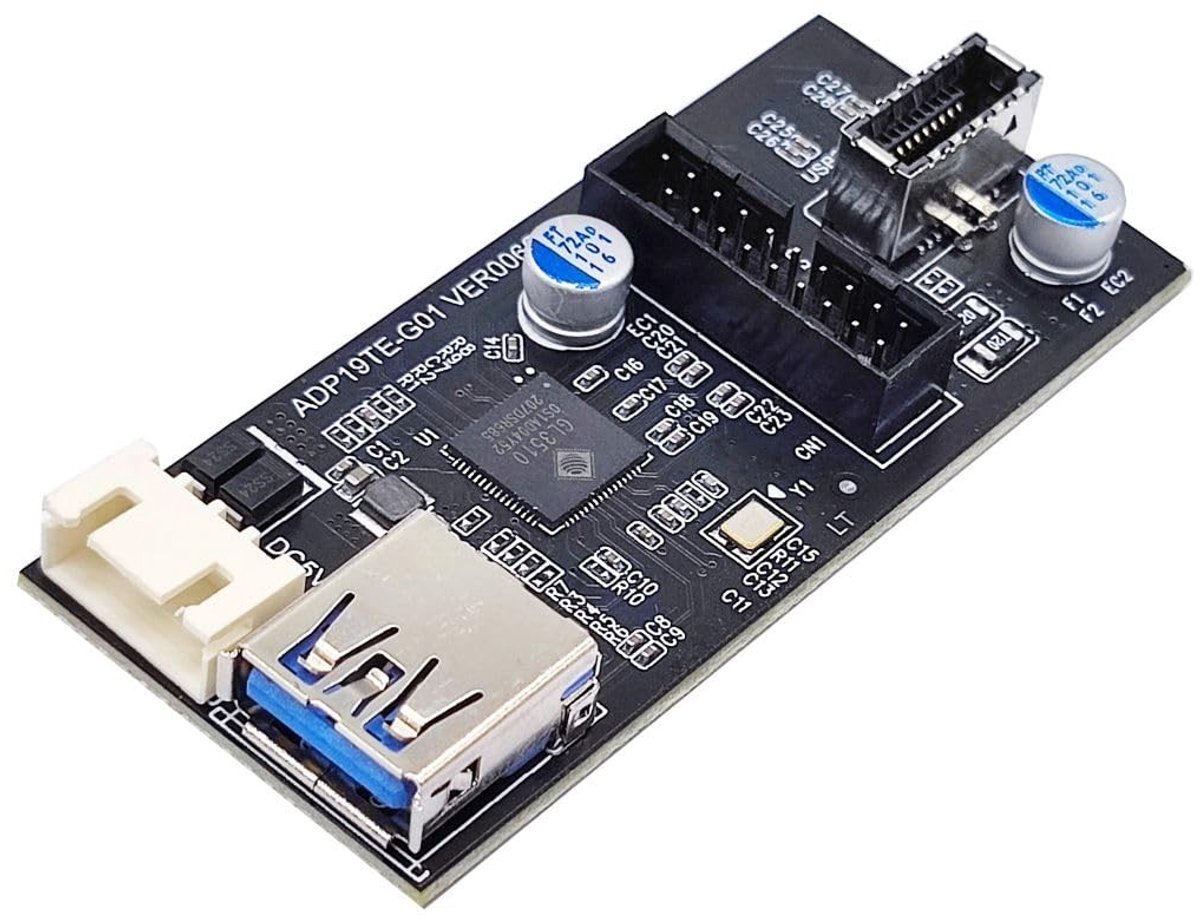 Dailygoods - Dailygoody - 19/20Pin naar 3.1 Type E HUB Adapter - Met SATA Voedingskabel - Voor veelzijdige connectiviteit - Betrouwbare data-overdracht - Geschikt